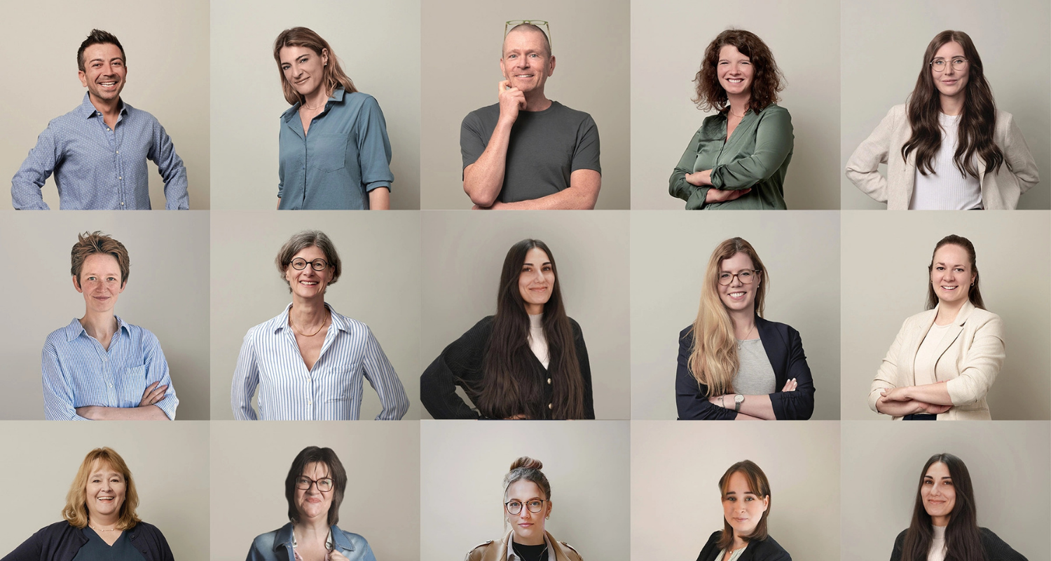 Grafik zeigt eine Collage von Teammitgliedern und Wolken. In der Reihenfolge von oben links nach unten rechts zu sehen sind: Frau Dr. Sabrina Zolg, Wolkenfoto, Frau Diana Zybell, Frau Isabelle Bartikowski, Frau Sieglinde Schmid, Frau Dr. Barbara Heiden, Wolkenfoto, Frau Annika Küper